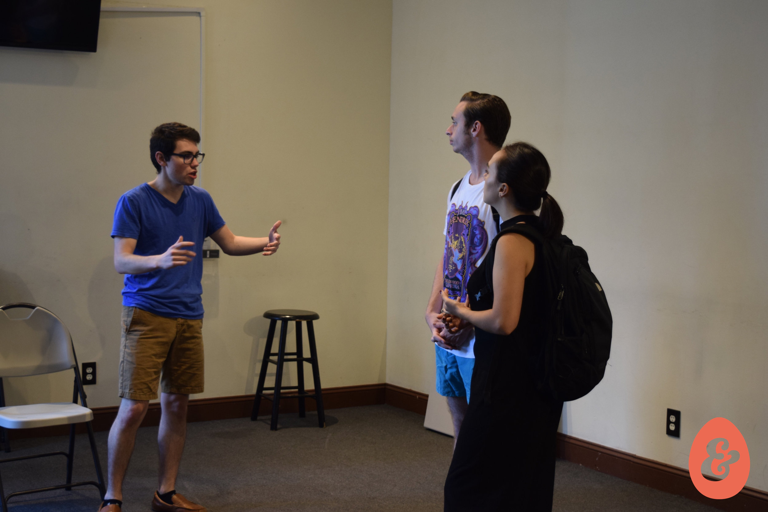  Artistic Director Liam Lonegan in rehearsal with Julián Garnik and Bryn Dolan 