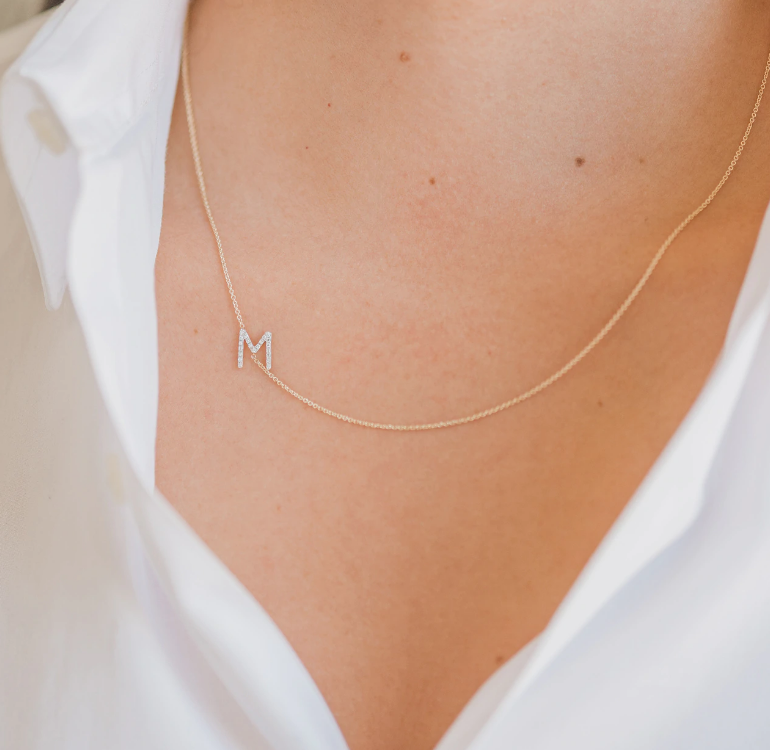 Diamond asymmetrical initial necklace4.png