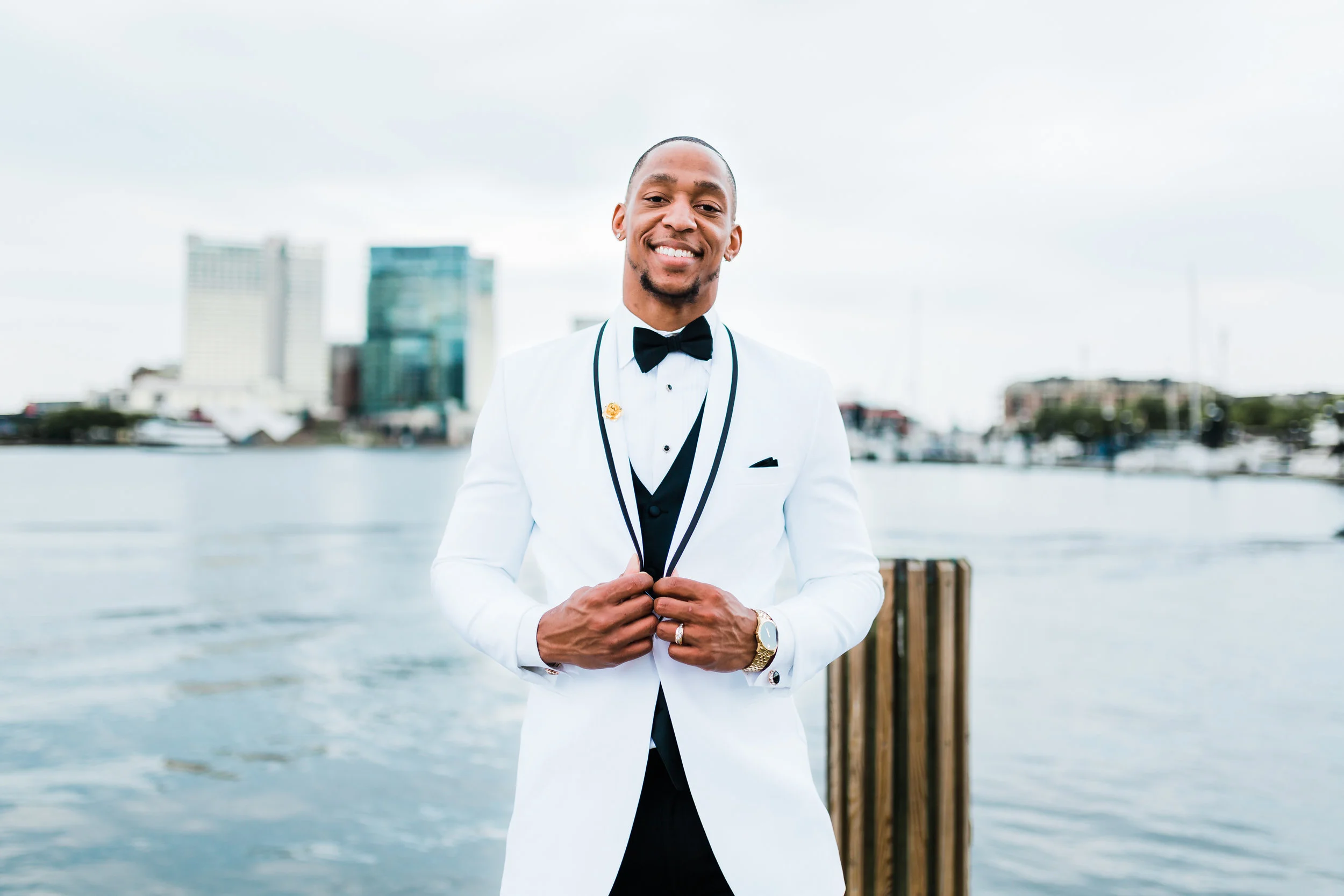 handsome groom on his wedding day in baltimore md