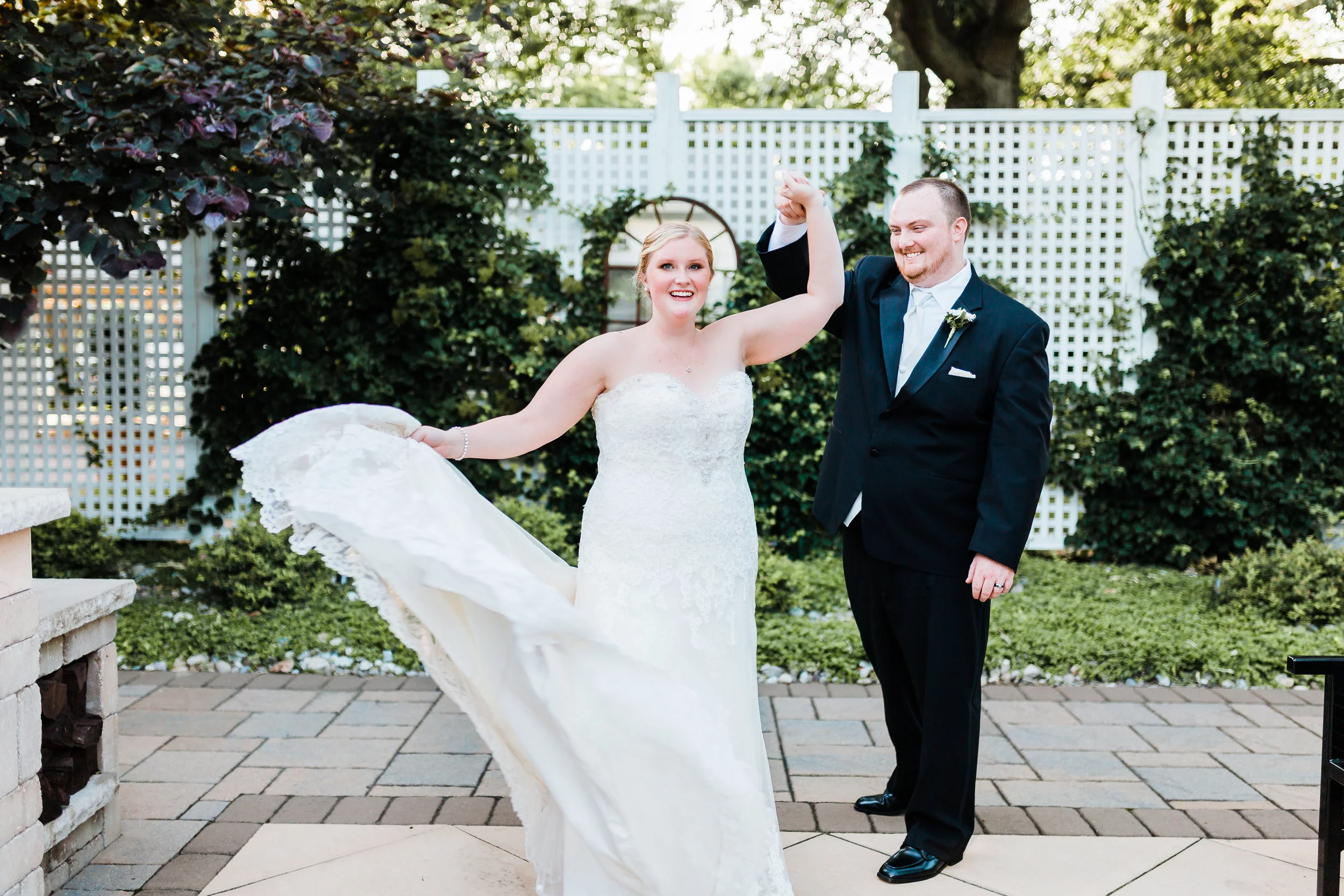 bride and groom dancing together - disney inspired wedding - red and black wedding - best md wedding photographer