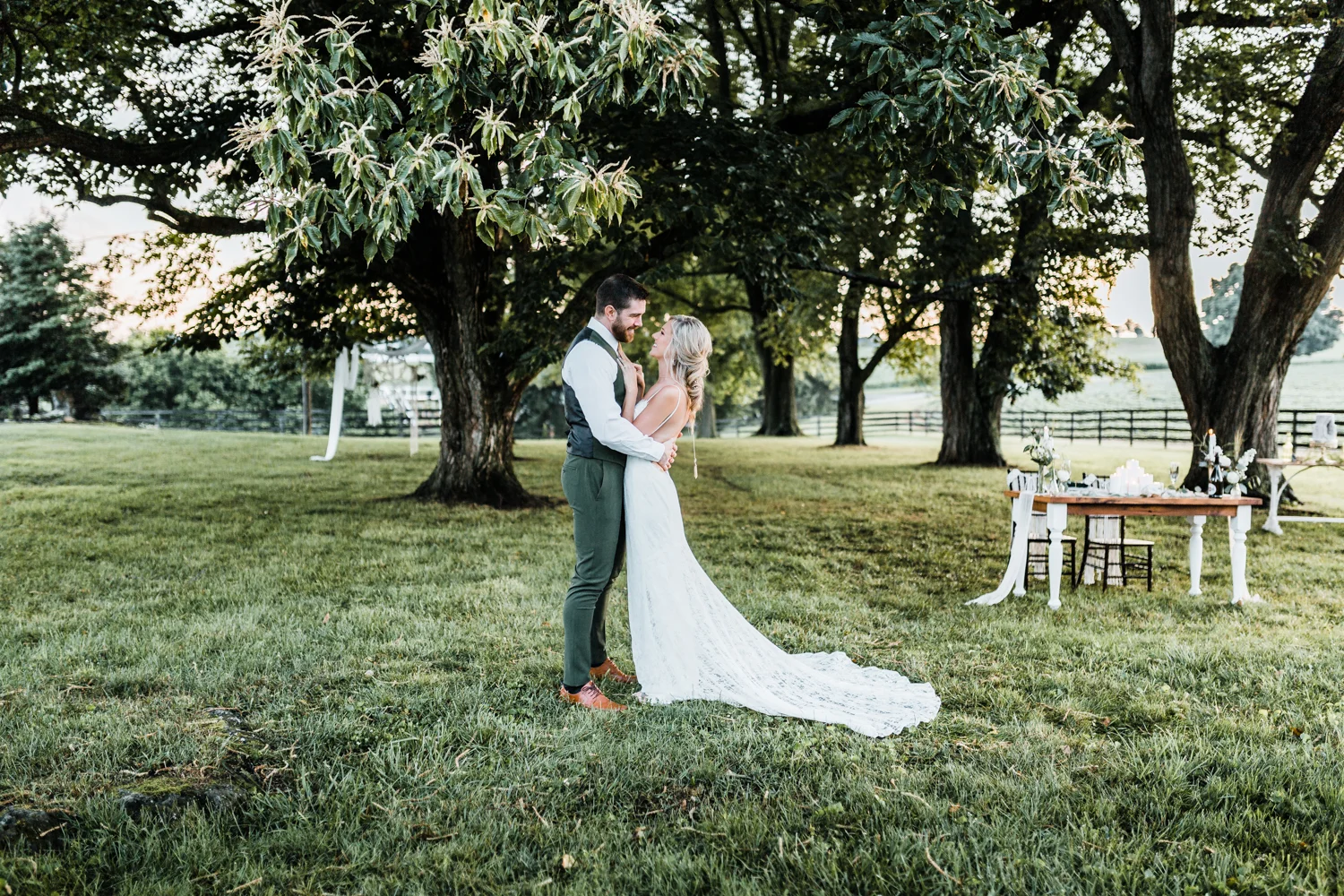 maryland wedding venues - dreamy weddings in maryland - emerald and gold wedding inspo - low back lace wedding dress - sheath lace wedding gown