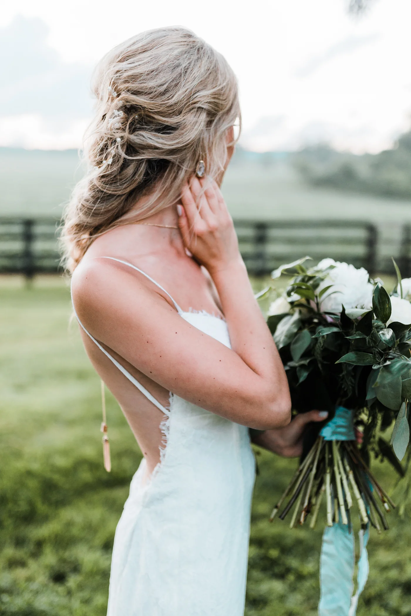 best hair and make-up artists in maryland - pins n brushes - top md wedding photographer - agate and gold earrings