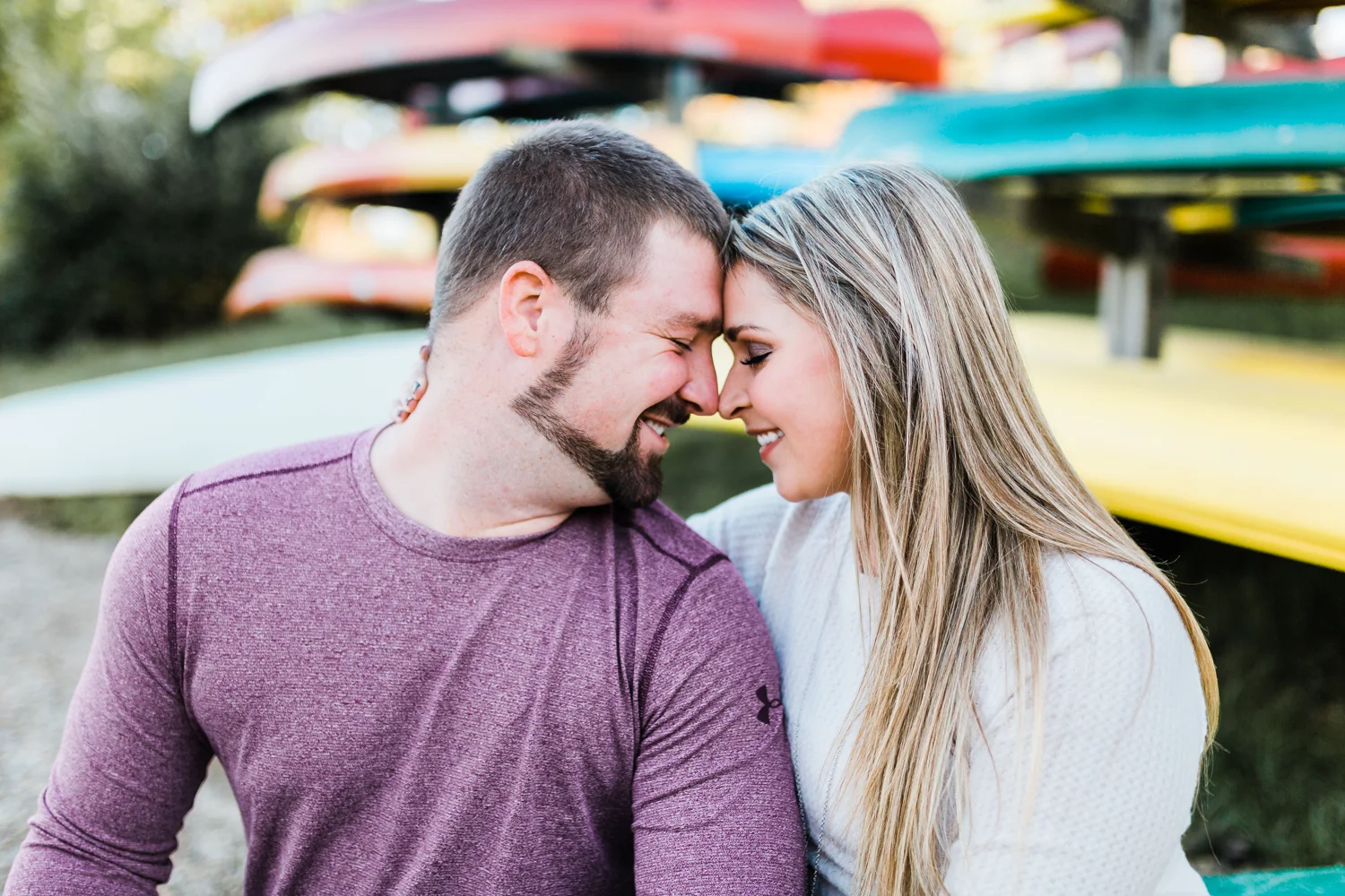Fall engagement session with canoes - lake engagement session in maryland and pennsylvania