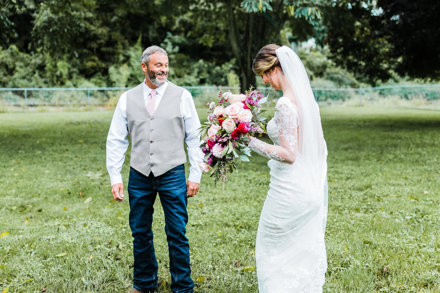 Maryland wedding photo and video - husband and wife team - bride and dad first look