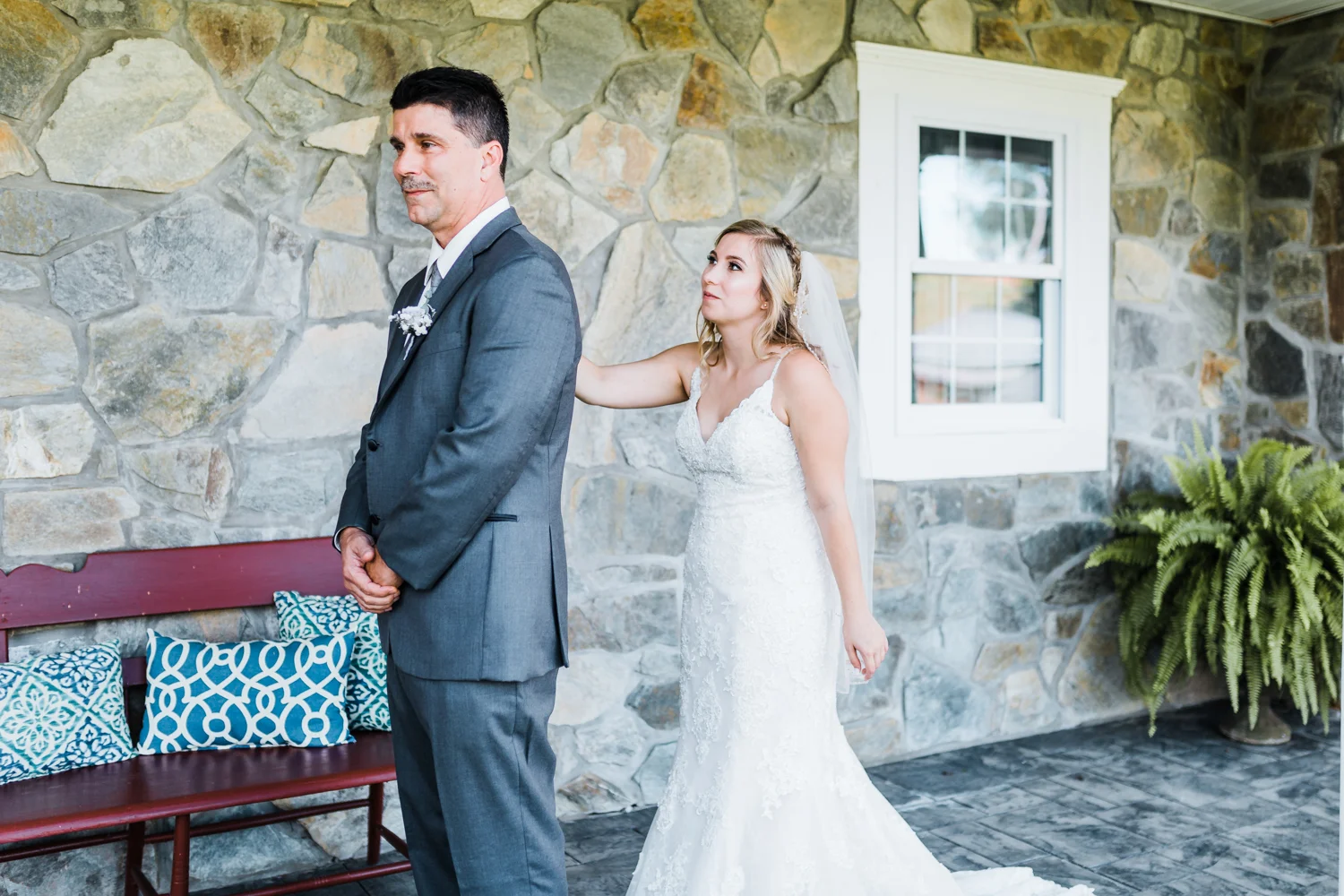 bride sharing a first look with her Dad