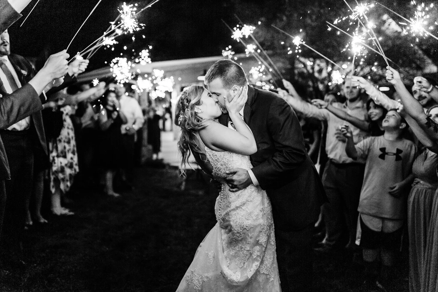 Sparkler exit Maryland wedding - Pond View Farm