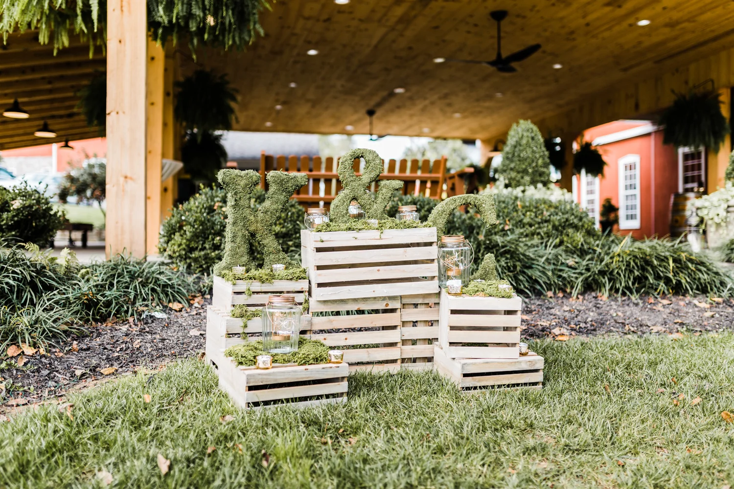 moss covered initials and table numbers - rustic and woodsy wedding ideas - Maryland summer weddings