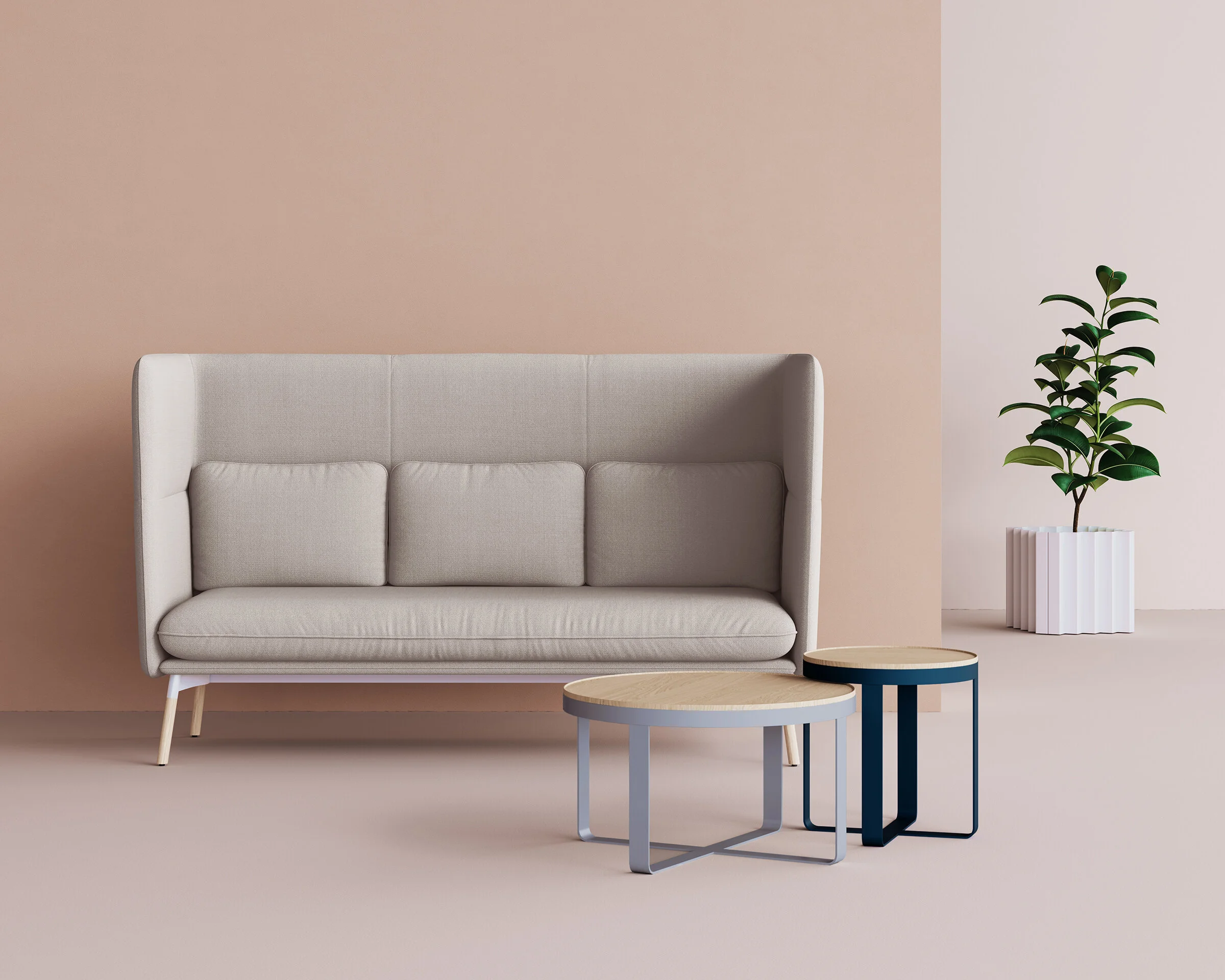 Hightower Studio Arlo Highback Sofa with Ribbon Tables 