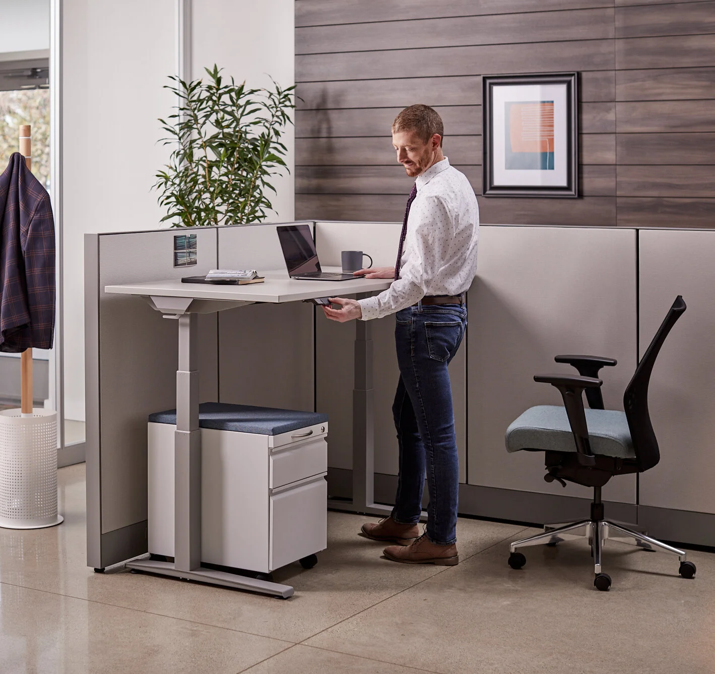 Trendway introduces a height adjustable table that is ready to use in minutes