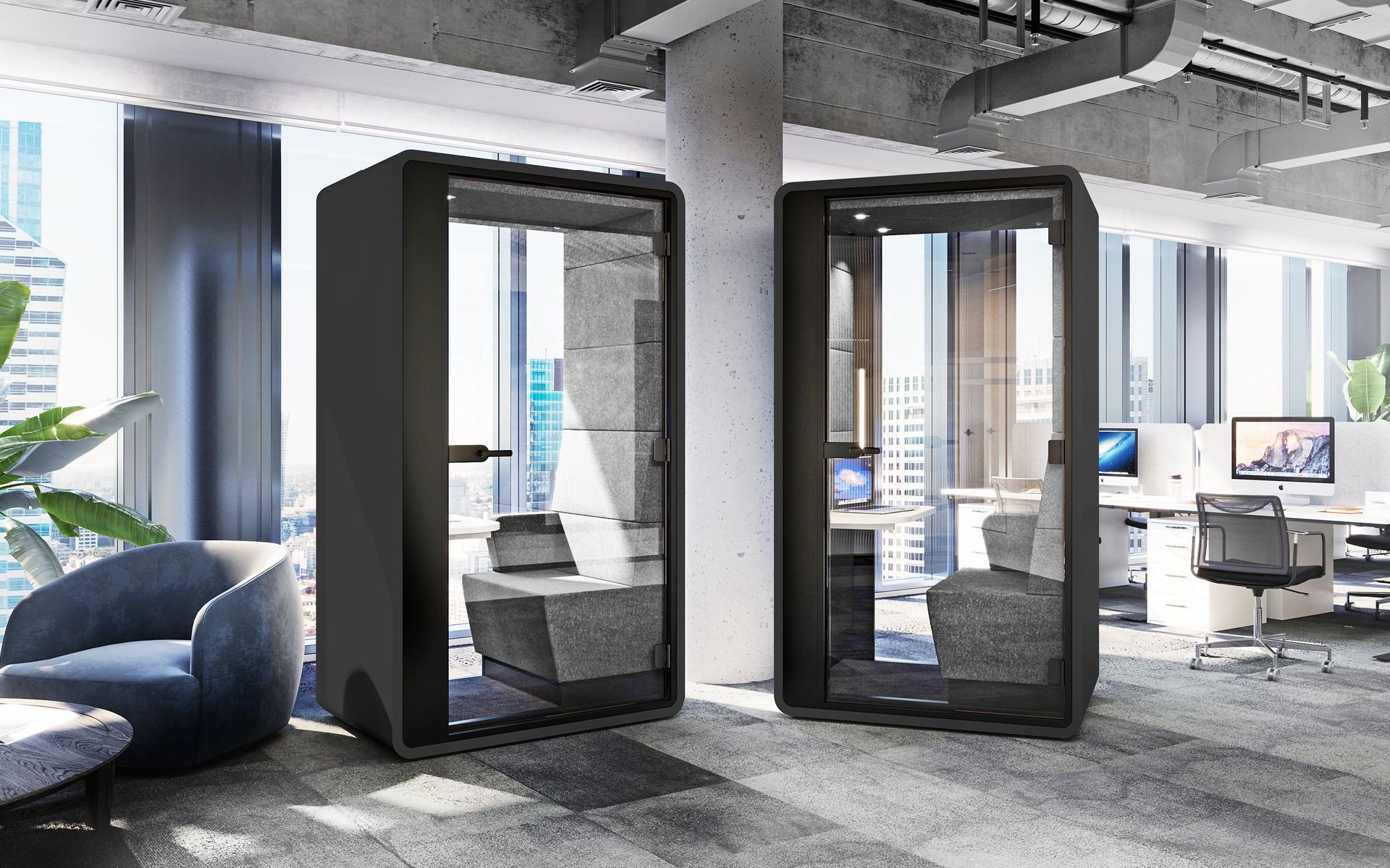An all-in-one acoustic office pod hushHybrid 