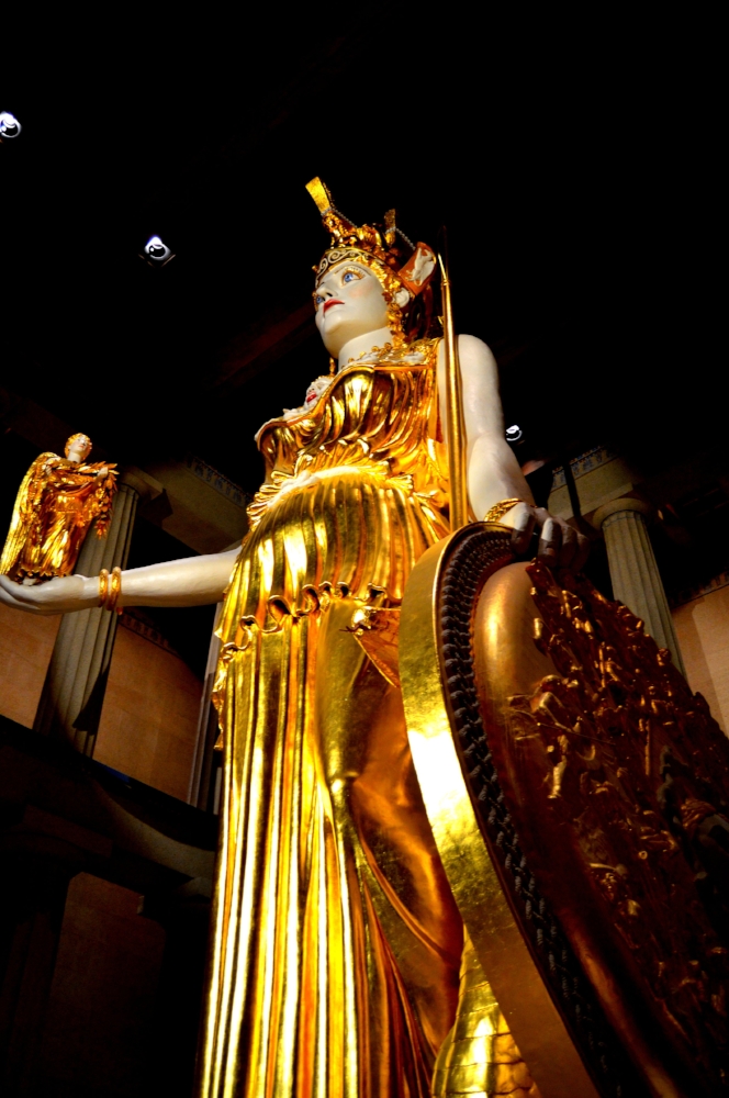  The statue of Athena inside the Parthenon stands more than 40-feet high.  