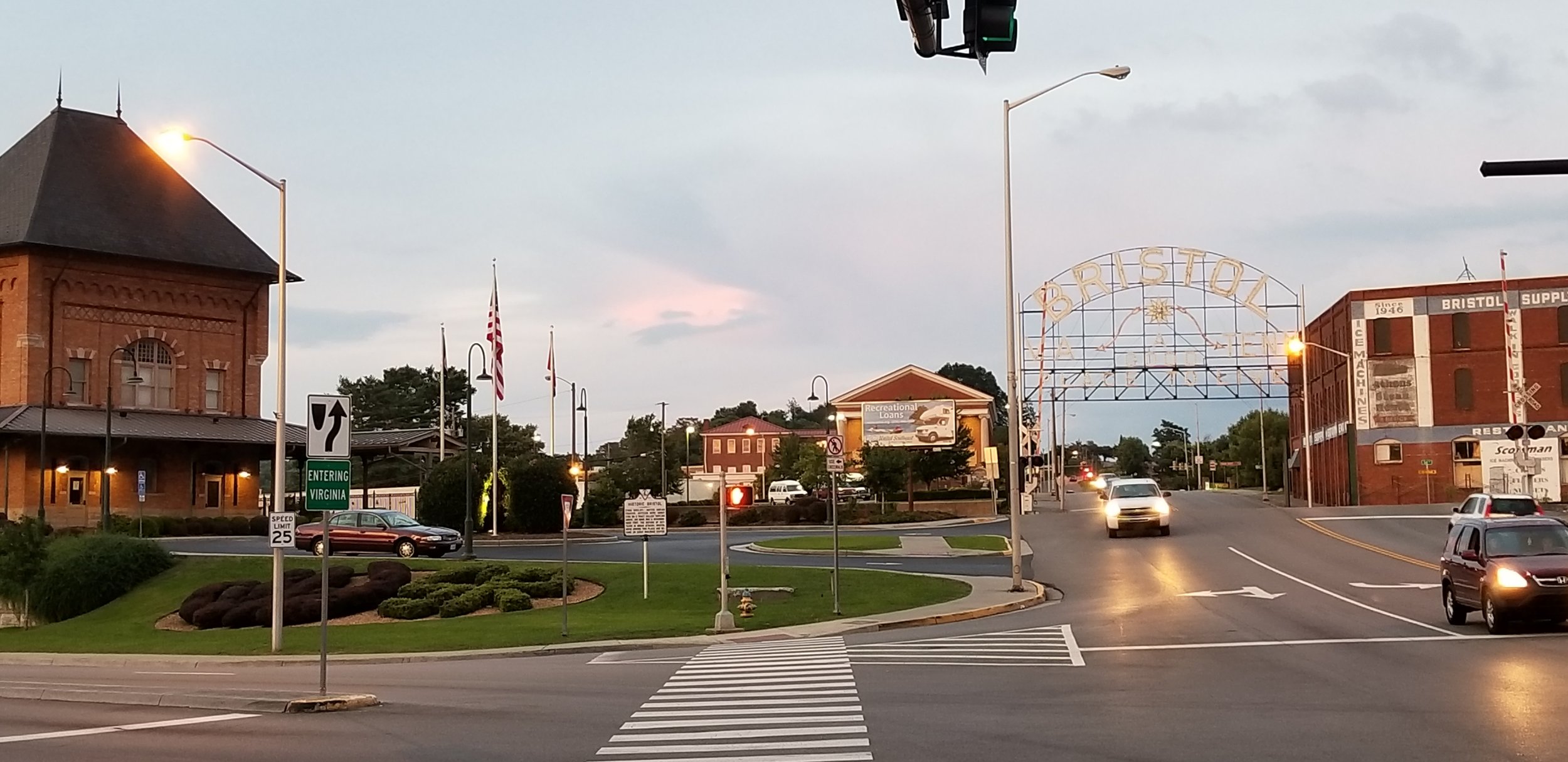 The historic train station and Bristol sign