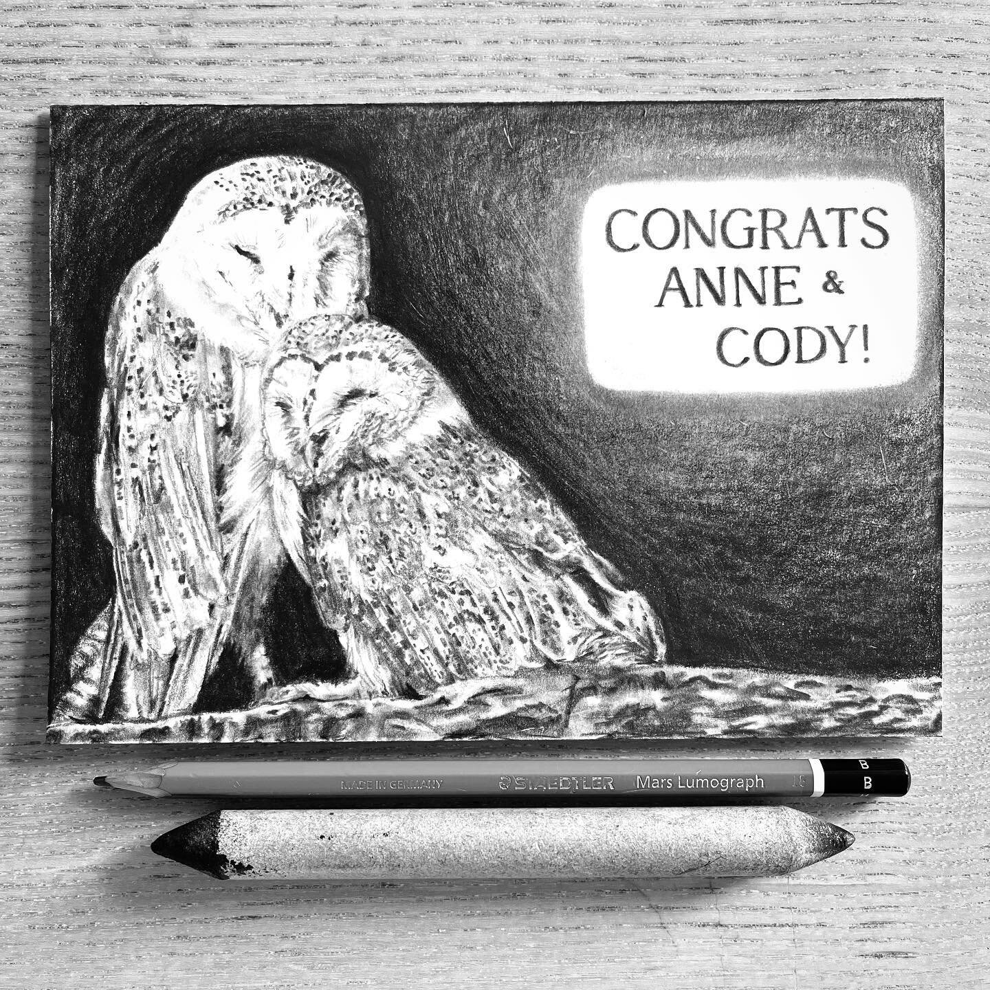 Drew this card for one of my oldest friends who just recently got married in Costa Rica. Barn owls stay in committed partnerships their entire lives, a reflection of the dedication and love @annevwei brings to everything in her life, including this j