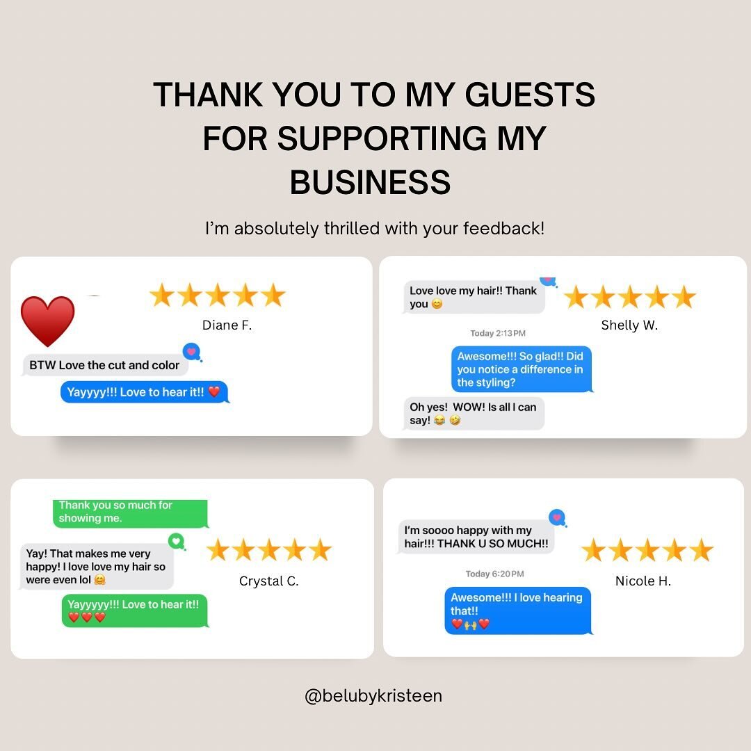 I&rsquo;m so deeply grateful for the wonderful reviews I get from my valued guests! Your kind words about the ease of styling and your love for the results truly inspire me. Thank you for entrusting me with your hair care journey. Your support is hig