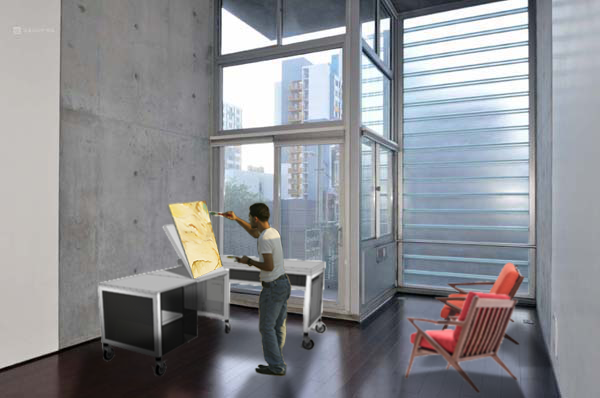  Designed for a client who computes during the day and paints at night 