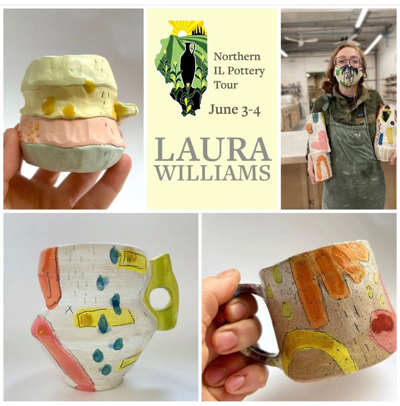 Check out this beautiful work by @laura.williams.studio.  Laura will be at the Sandwich stop on the @northernilpotterytour with me June 3-4th. Put it on your calendar. #northernilpotterytour #ceramics #illinoisartist
