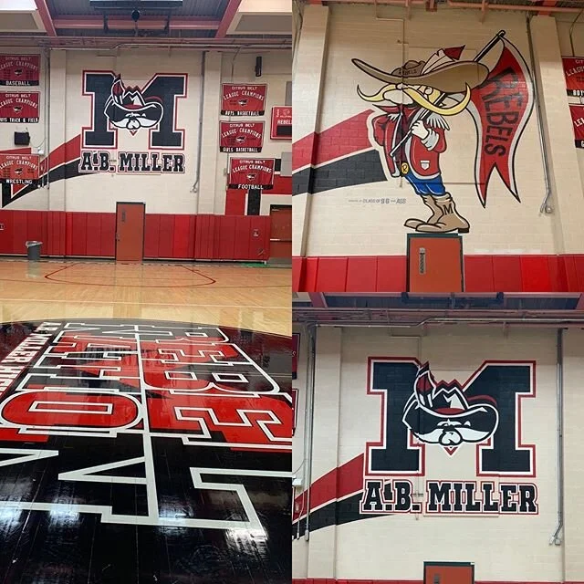 Finally got this guy done today. Modernizing it up a little. Thanks again to @abmillerhigh_school for letting us put some paint on the walls. #logos #handpaintedlogo #mascots #handpaintedsigns #handpainted #fontana #typography #typographyart #signage