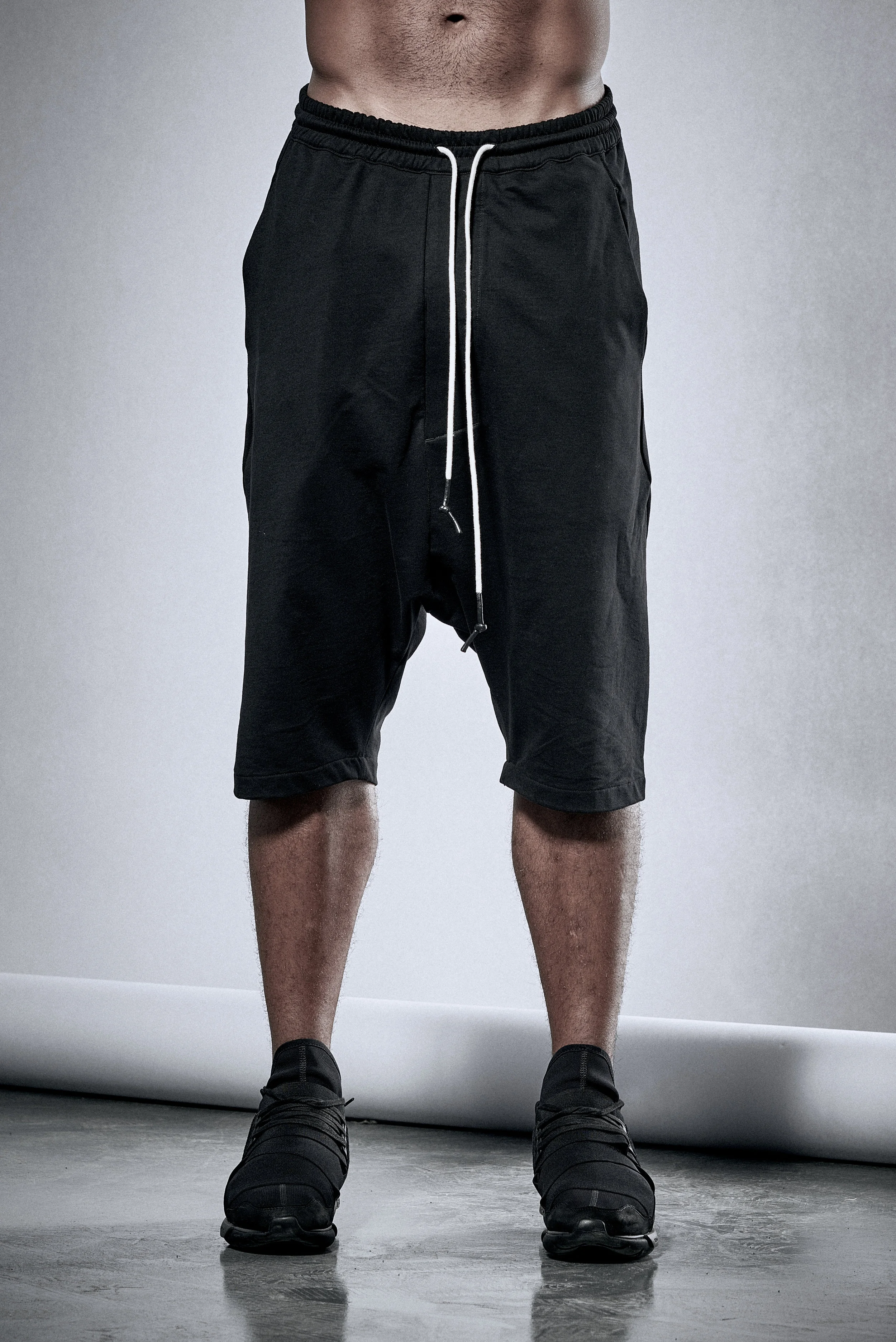 powha-black-bonded-cotton-shorts-1