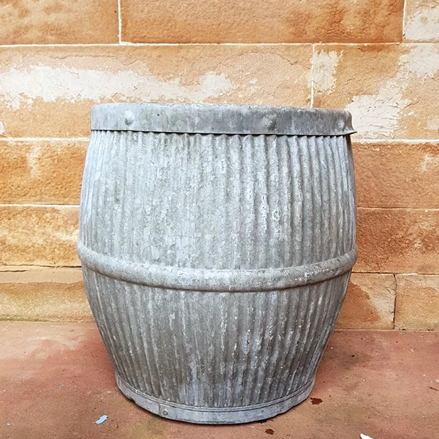 Event prop hire galvanised barrel