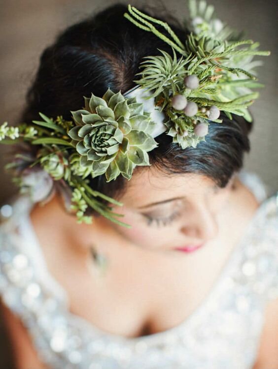 Wedding hairstyles with flowers - greenery flower crown.jpg