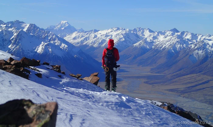 Lukas admiring the view from Ohau Snow Fields of Mt Cook, NZ’s highest mountain