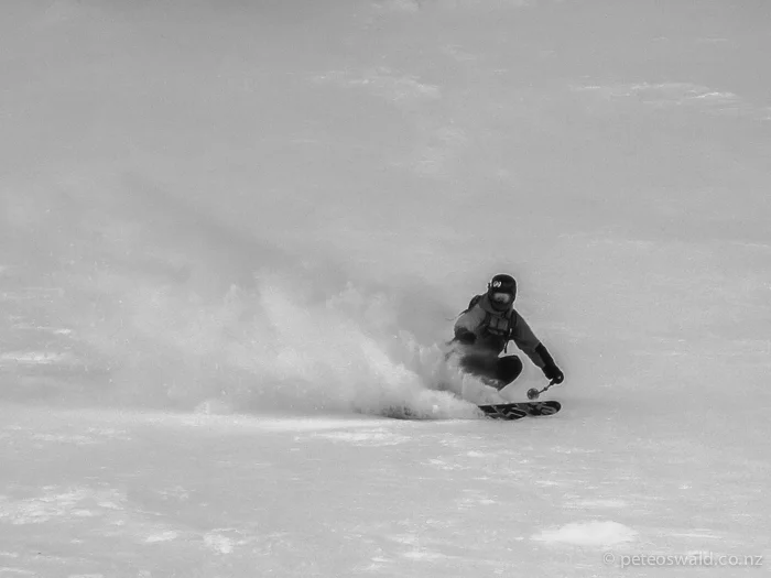 Shredding some βchalkyβ snow, I love it! Photo: Lukas Zoegernitz