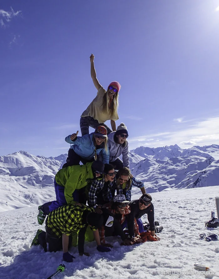 Human Pyramid! Bottom row: (L-R) Lukas Zögernitz, unknown, myself, Robert Stoeckel. Second row: Michi Trojer, Cecci Gobi, Anne Stevens. 3rd row: Fleur Simons, Betty Larl. Top: Sophie Stevens. Photo: no idea