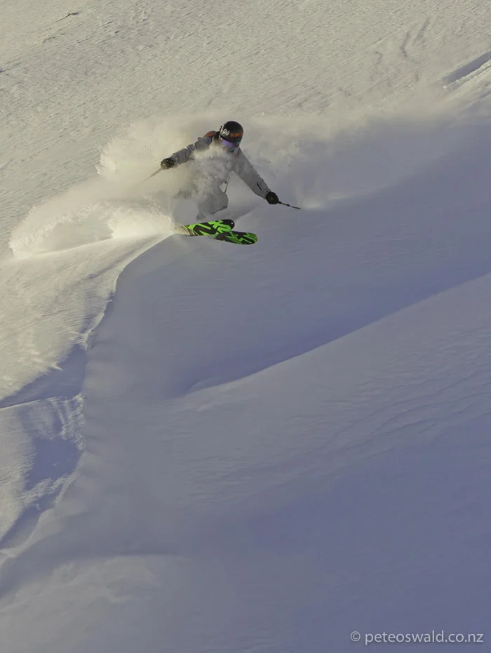 Old pow lip slash in the slack country of Morzine, we were guided by many super friendly locals! Photo: Tom Humpage