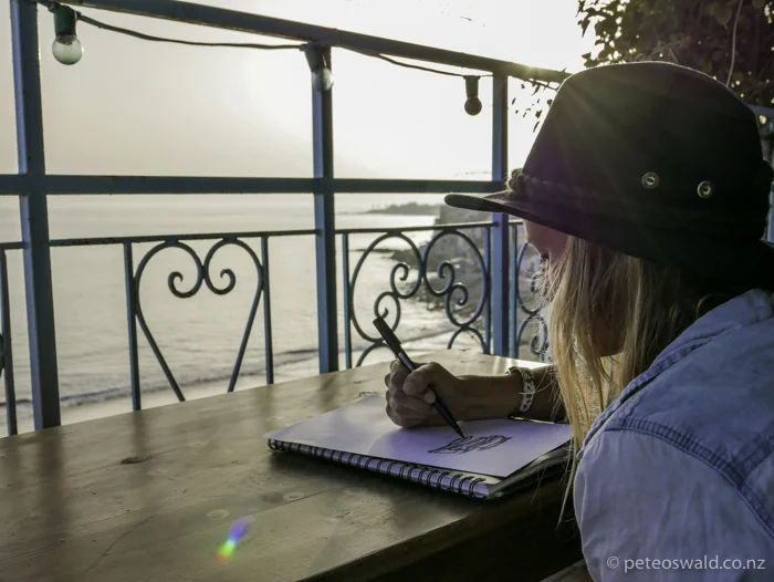 Soph taking inspiration from the beautiful coast for her art works.