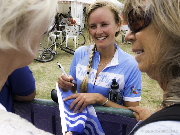 Signing an IOW flag for a fan!