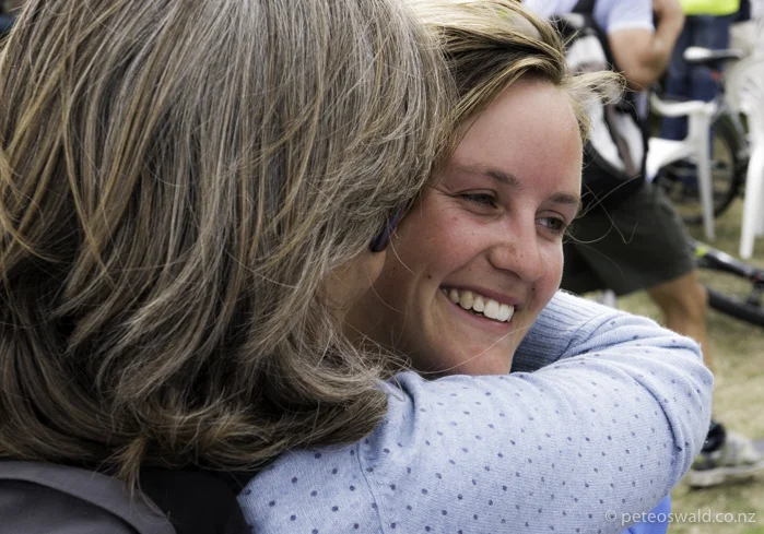 hugs from her proud Mummy straight after the finish