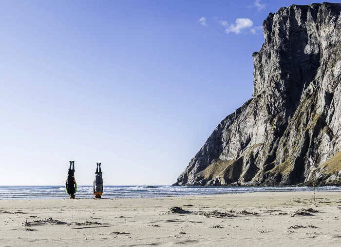 The last afternoon after skiing and before leaving Norway there was time for a bit more beach foolery. Photo: Hamish Smith