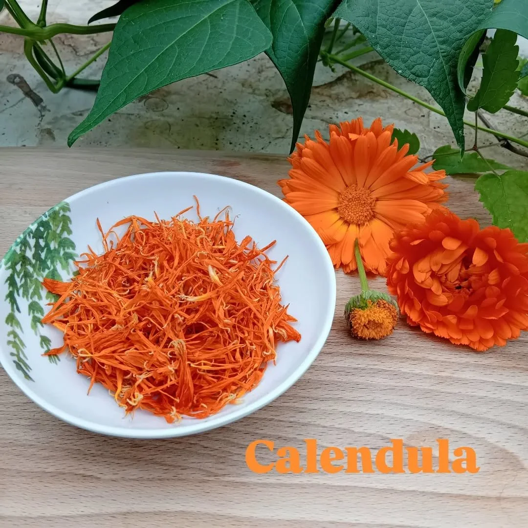 Now is the time to harvest and dry any herbs you want to preserve for the winter months. Calendula petals are easy to dry and a nice splash of colour for the darker dreary months ahead. 
These dry petals are going into butter, but I'll also dry some 