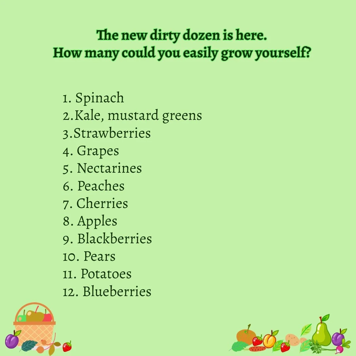 The Pesticide Action Network bring out the dirty dozen list every year. They analyse data to compile a list of fruits and vegetables found most likely to contain multiple pesticide residues. 
It is so important to try to limit chemical exposure in ou