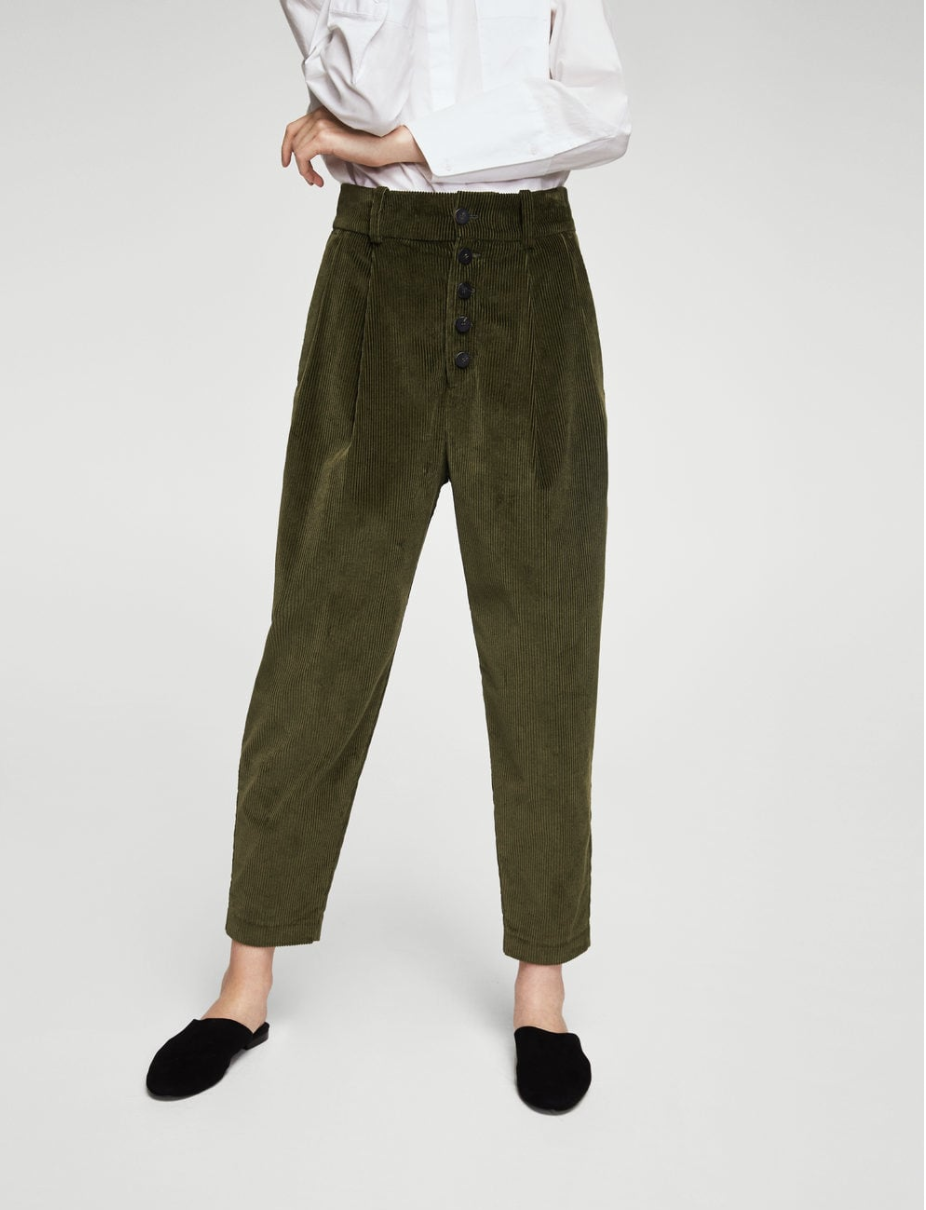 Mango, pleated corduroy trousers, $99.99