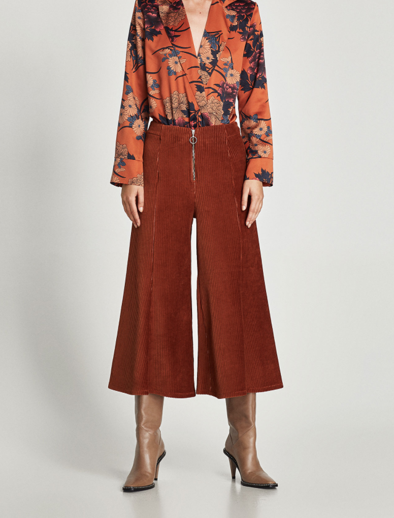 Zara, corduroy culottes, $35.90