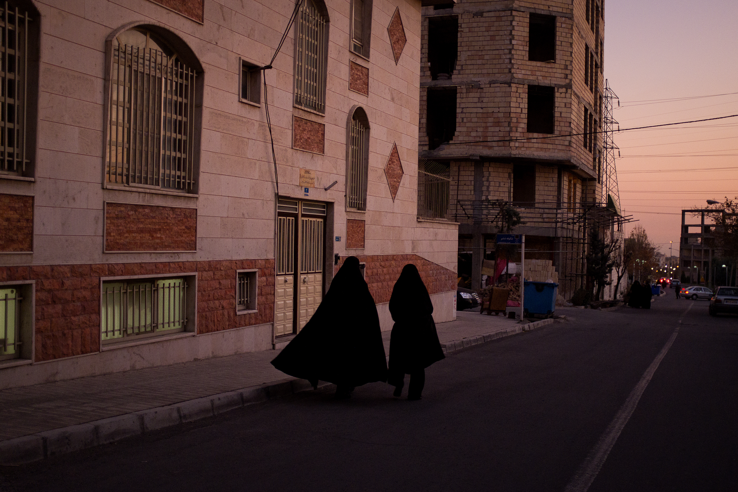 Dusk falls in Tehran.