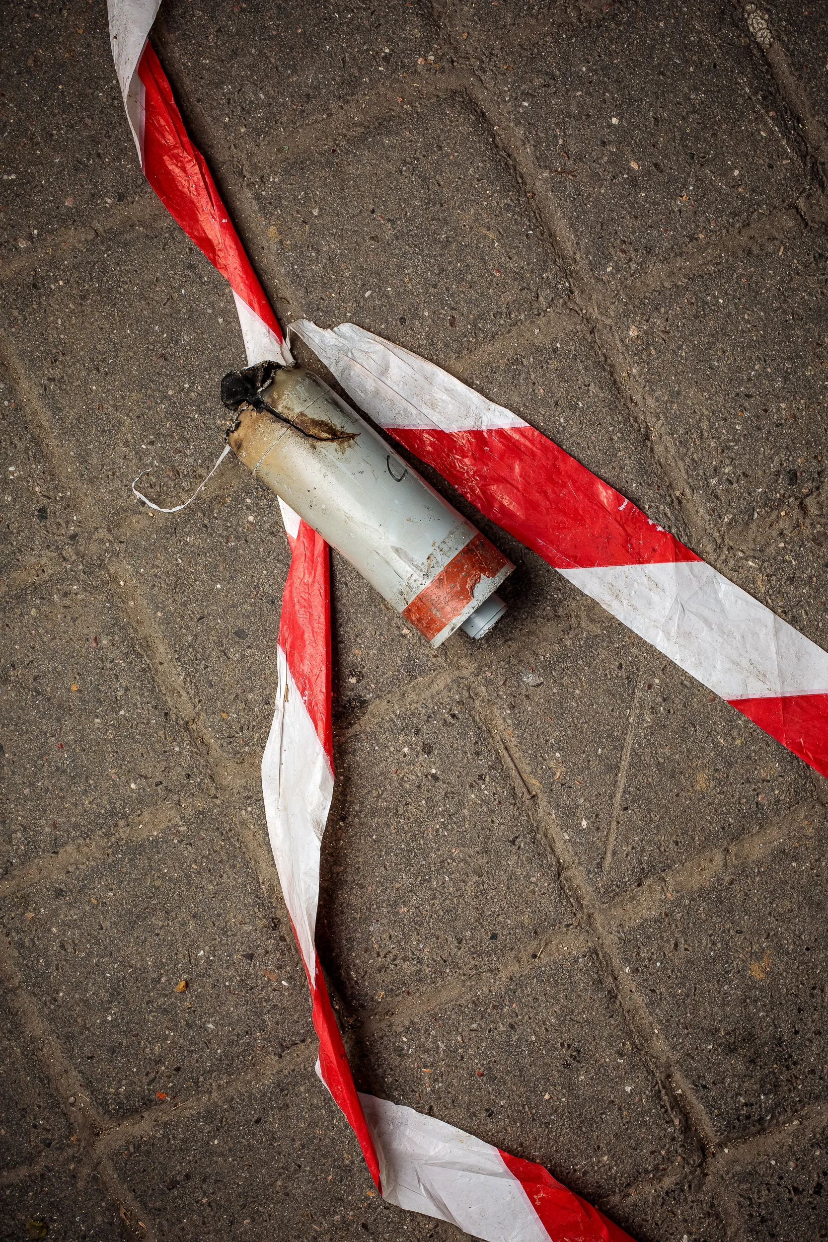 Tear gas canister and safety tape, 2018