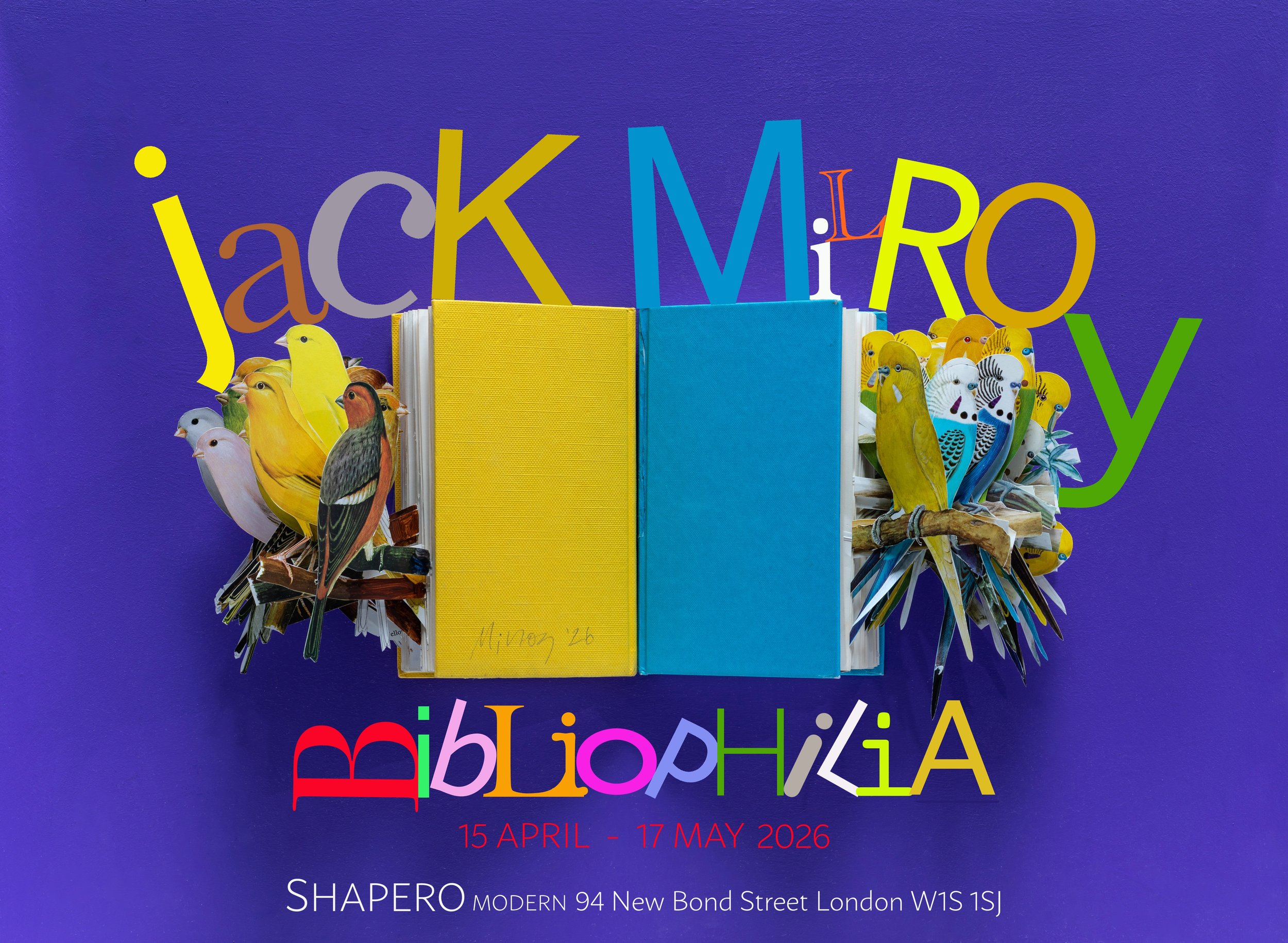 Poster for Jack Milory's exhibition Bibliophilia at Shapero Modern, 2026