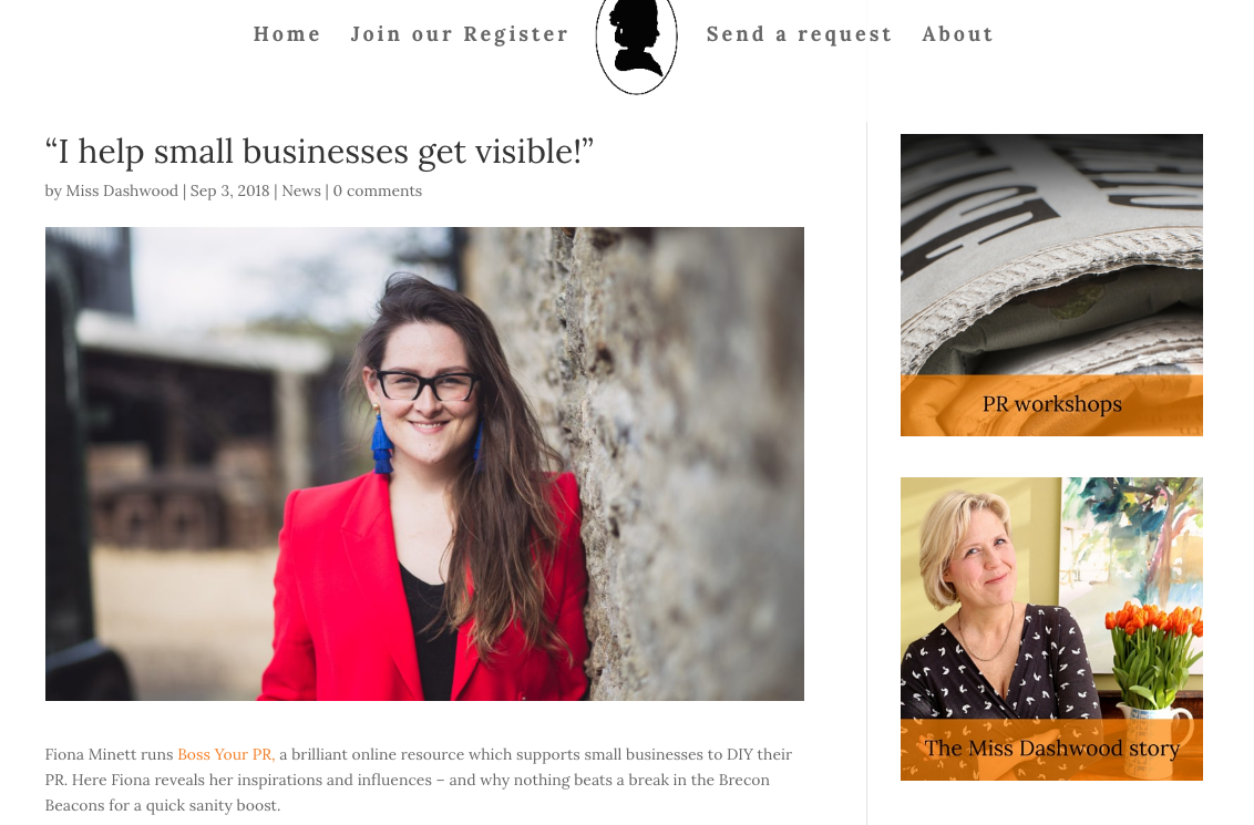 MISS DASHWOOD'S REGISTER - BLOG INTERVIEW