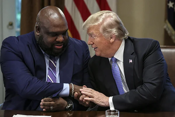 John Gray takes controversial White House meeting with President Donald Trump to discuss prison reform in August 2018 (Credit: Getty)