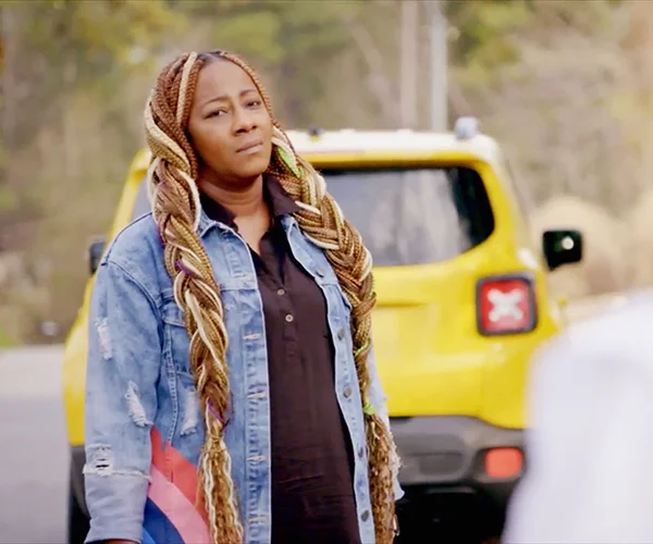 Le’Andria Johnson contemplates leaving the set of ‘Fix My Life’ (Credit: OWN)