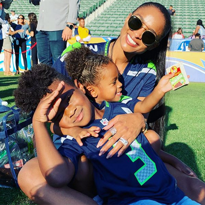 Ciara and Russell Wilson play football with their children ahead