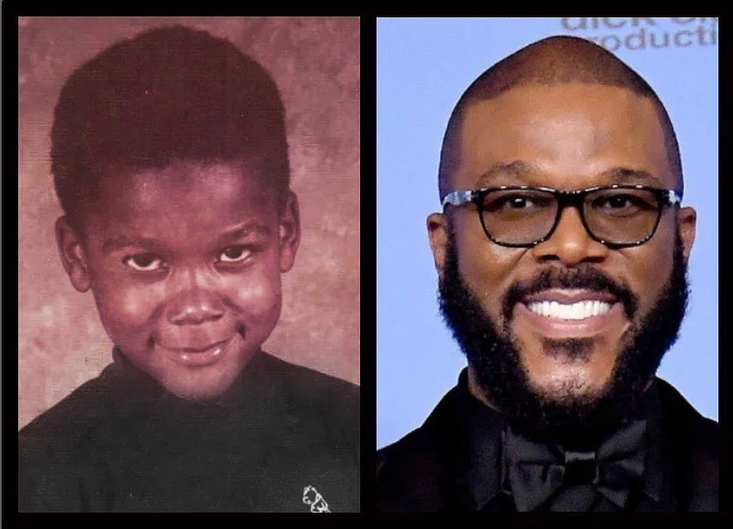 The movie producer posts a side-by-side image, revealing the 5-year-old Tyler (Credit: Tyler Perry Facebook)