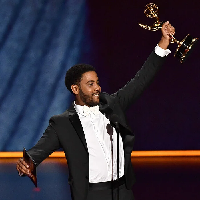 An excited and grateful Jharrel Jerome won for best lead actor in a limited series at the 2019 Emmy Awards ceremony (Credit: Getty)