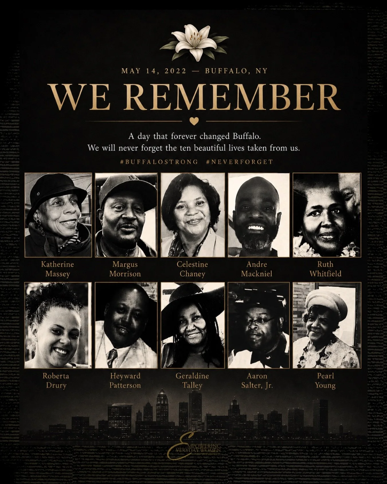 Father, today we remember the ten precious lives taken from us on May 14, 2022, in Buffalo, New York. 

We lift up the survivors who still carry the scars of that day, along with every grieving family, loved one, neighbor, and community member foreve