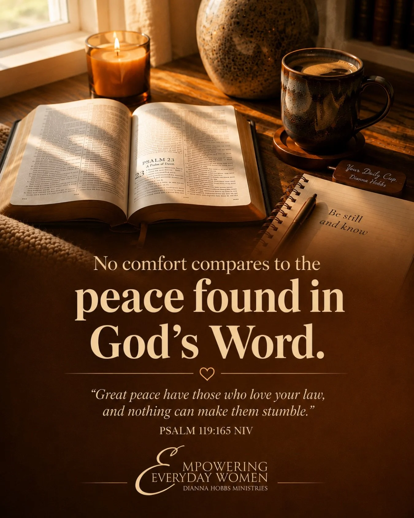 Life can get loud. The pressure, the worry, the mental exhaustion. Sometimes you don&rsquo;t even realize how overwhelmed you are until you finally sit still.

But there is a kind of peace God&rsquo;s Word gives that reaches places nothing else can. 