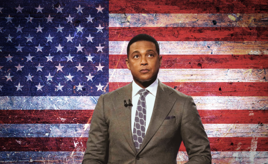 Composite image of former journalist Don Lemon standing before an American flag, used in a legal explainer on First Amendment limits