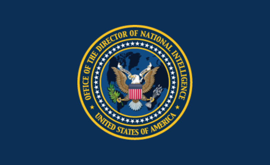 Official seal of the Office of the Director of National Intelligence on a navy background.