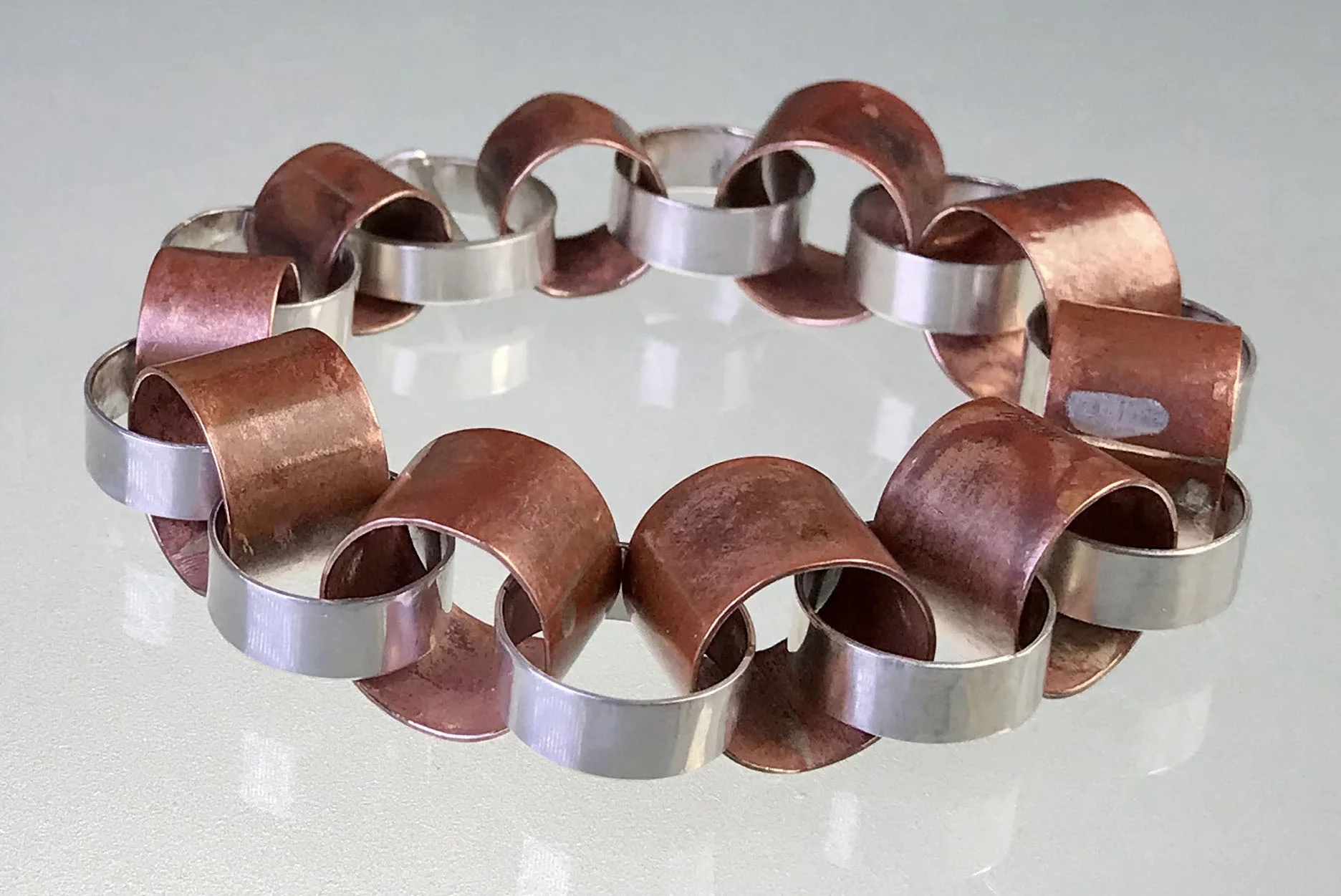   ‘The Project’ Bracelet.   Oxidized Copper and Sterling. Length 7.5”. $95 